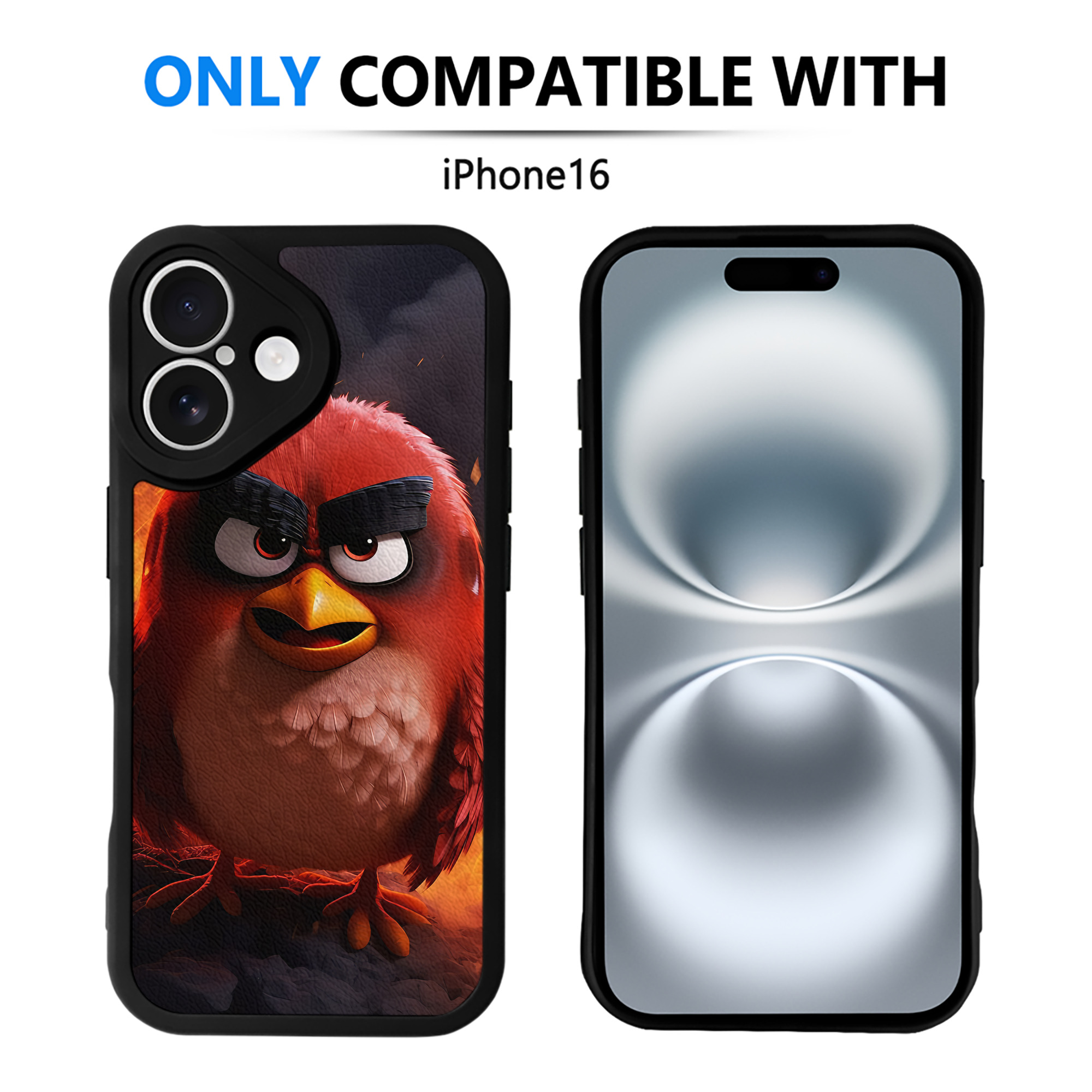 （画像用） Angry Birds アングリーバード 【iPhone 16シリーズ対応】シリコンスマホケース（レザー調） 材質：シリコン